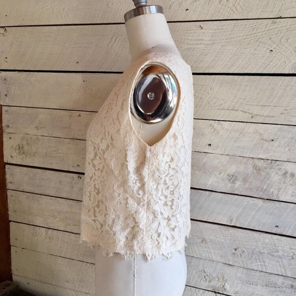 Vintage Cream lace sleeveless tank - back zipper - 50s 60s - lace overlay top - Picture 7 of 9